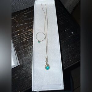Turquoise Pendant Necklace and Ring Set